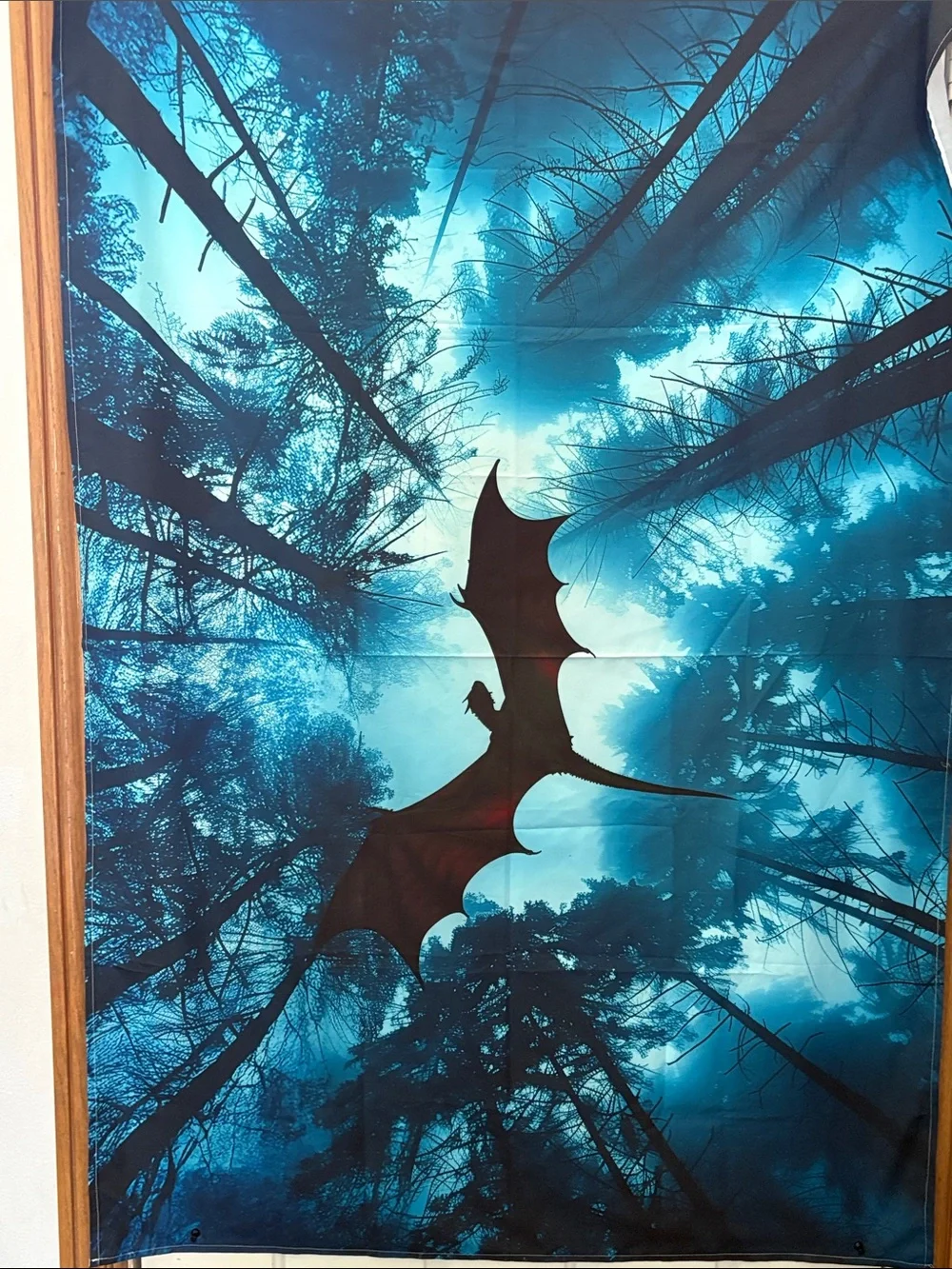 Forest Dragon Tapestry Wall Art - Teal Blue